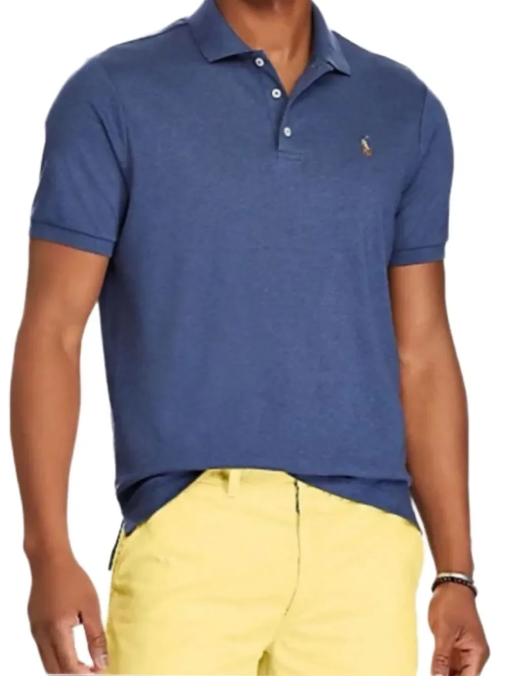 Ralph Lauren Mens Navy Blue Classic Fit Soft Touch Small Pony Cotton Polo Large